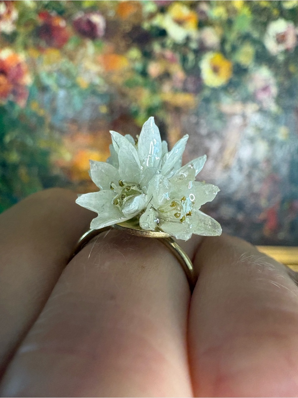 REAL Wild Buckwheat in Resin Adjustable Ring - Picture 4 of 7